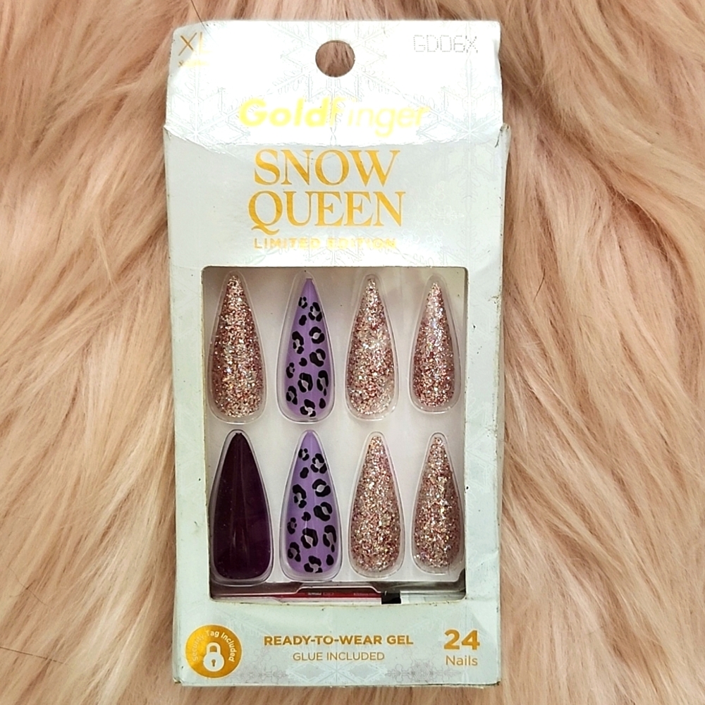 Brand New GOLDFINGER SNOW QUEEN False Nails-XL